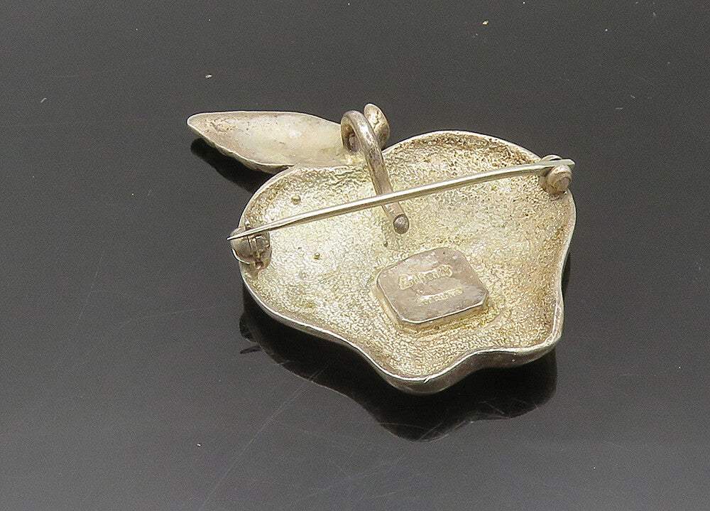 925 Sterling Silver  Vintage Dark Tone Smooth Apple Fruit Brooch Pin  BP8045