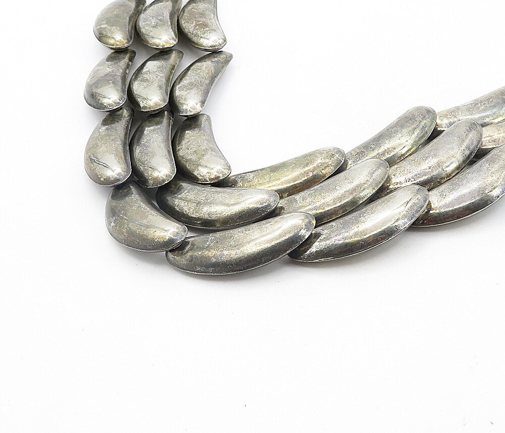 925 Sterling Silver  Vintage Antique Dark Tone Beaded Chain Necklace  NE1488