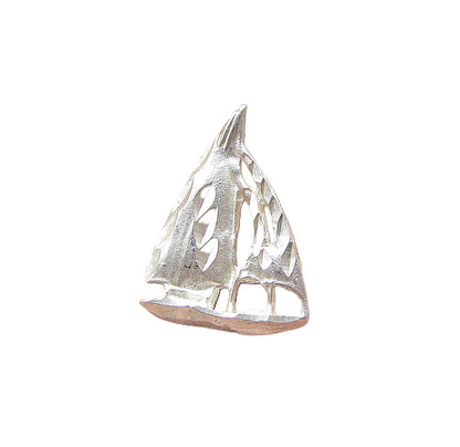 925 Sterling Silver  Vintage Etching Detail Sailing Ship Pendant  PT1340