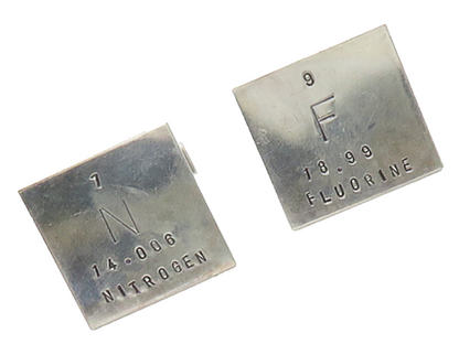925 Sterling Silver  Vintage Nitrogen & Fluorine Elements Cuff Links  TR2103