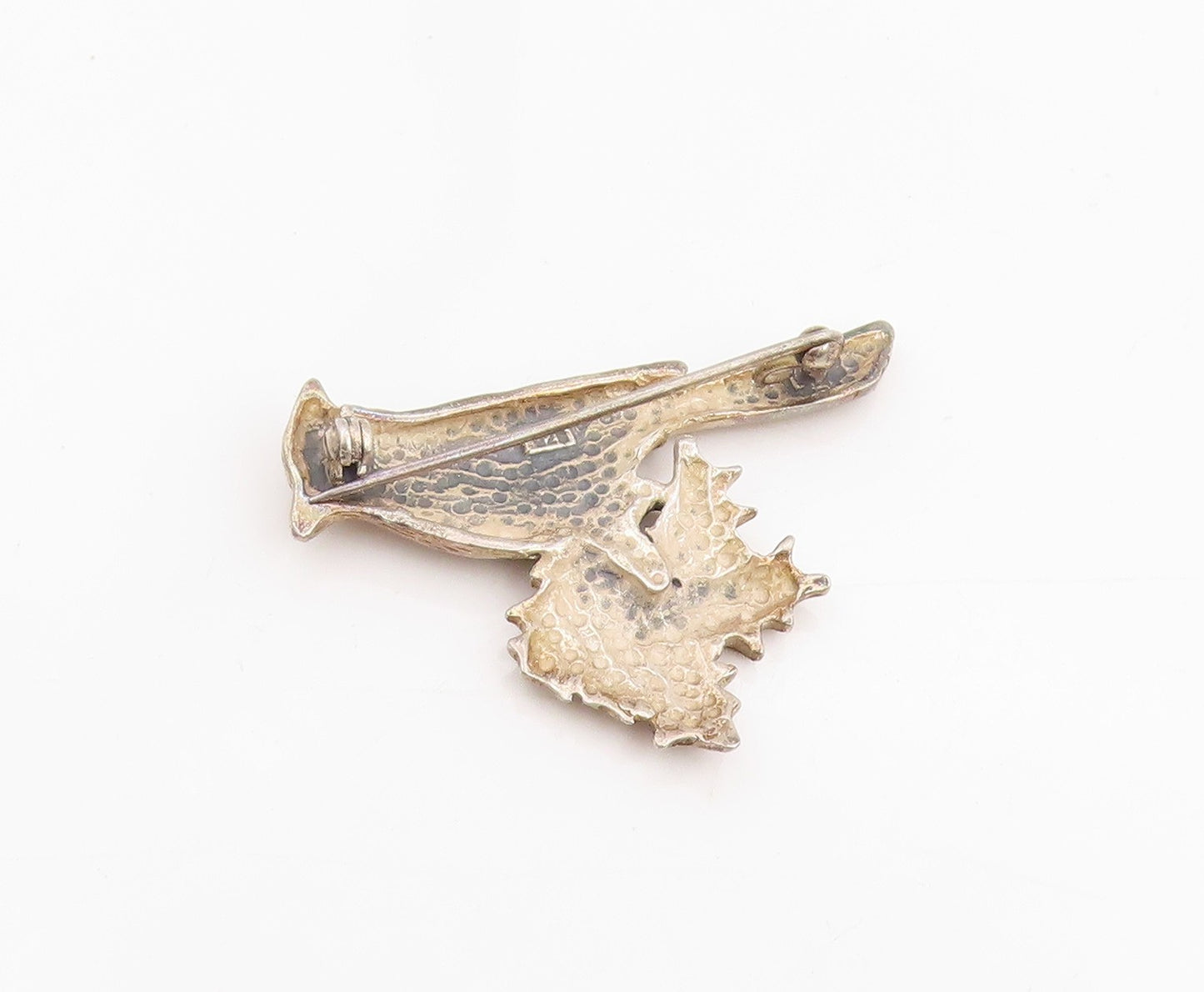 925 Sterling Silver Vintage Brooch Etched Cardinal Bird Holly Leaf Pin  BP11981