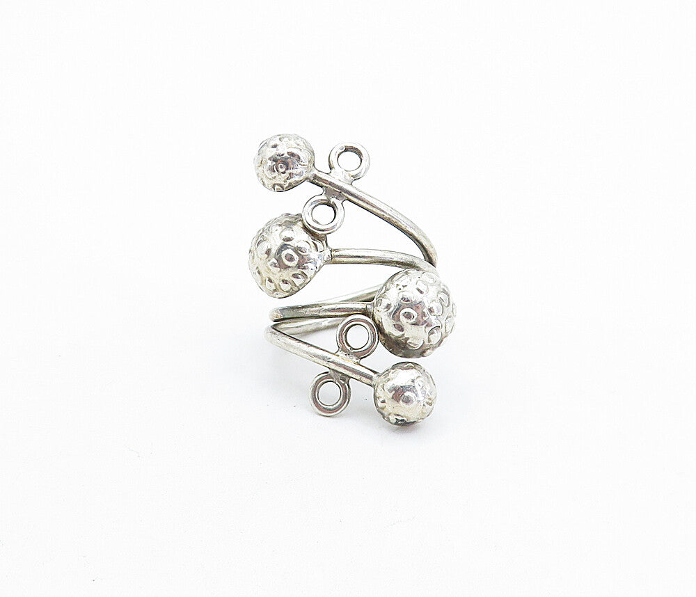 925 Sterling Silver  Vintage Spotted Dome Split Bypass Design Ring Sz 6 RG5884