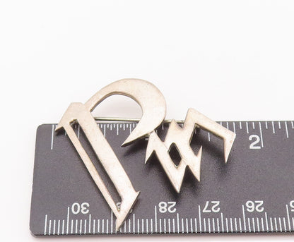 925 Sterling Silver Vintage Brooch Pin Solid Carved Arabic Blessings  BP10724
