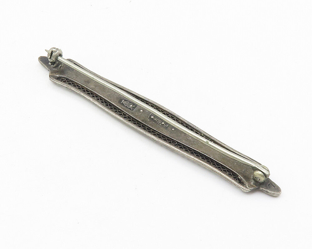 925 Sterling Silver  Vintage Antique Topaz Dark Tone Pointed Brooch Pin BP4267