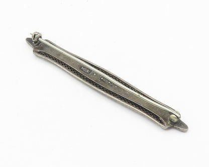 925 Sterling Silver  Vintage Antique Topaz Dark Tone Pointed Brooch Pin BP4267