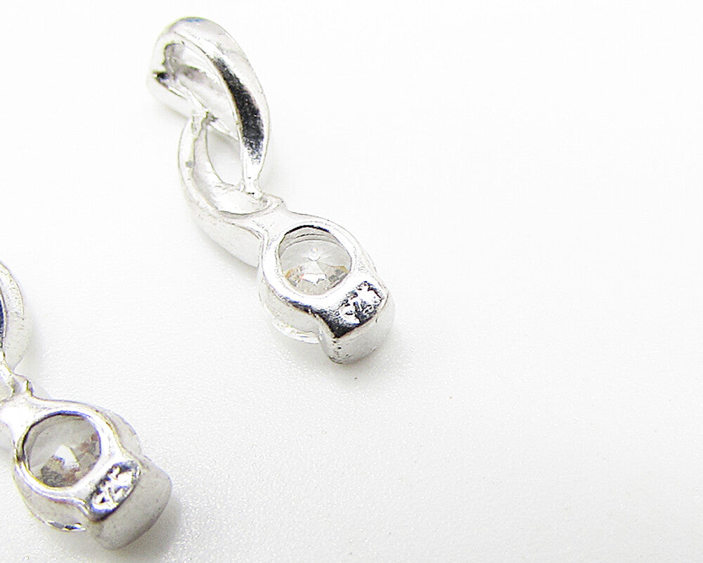 925 Sterling Silver  Lot of 2 White Cubic Zirconia Slider Pendant  PT1946