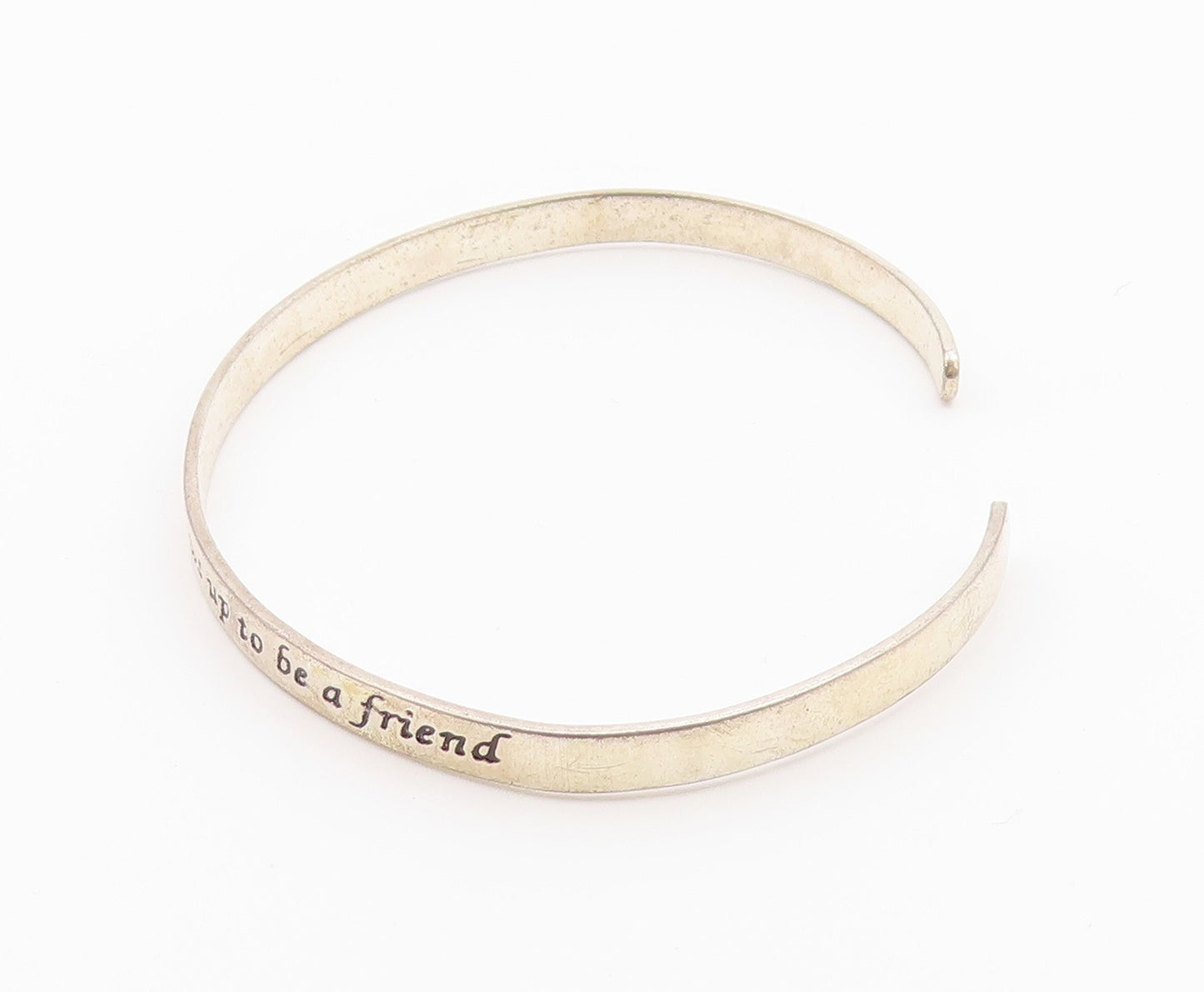 925 Sterling Silver  Vintage Shiny Daughter Friend Quote Cuff Bracelet  BT7114