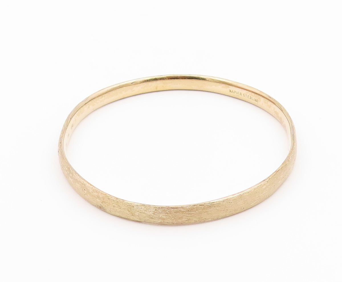 NAPIER 925 Sterling Silver  Vintage Minimalist Oval Bangle Bracelet  BT8177
