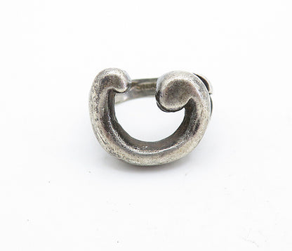 925 Sterling Silver  Vintage Antique Sculpted U Shape Band Ring Sz 5  RG7022