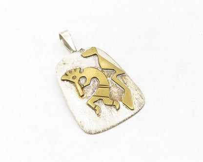 NAVAJO 925 Sterling Silver  Vintage Two Tone Kokopelli Dancer Pendant  PT10192