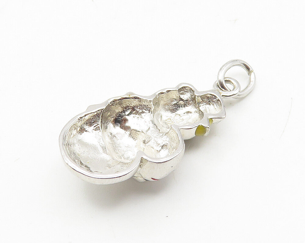 925 Sterling Silver  Shiny Enamel Snowman Reading A Book Pendant  PT8212