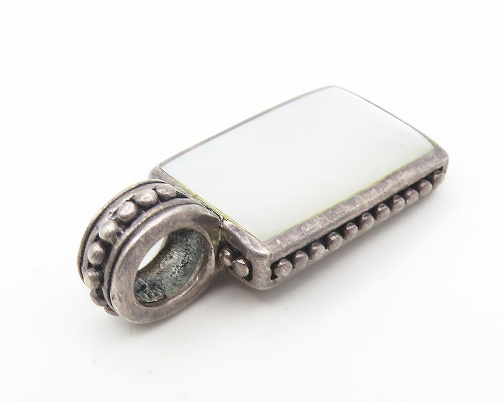 925 Sterling Silver  Vintage Mother Of Pearl Dark Tone Swirl Pendant  PT9157