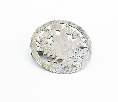 925 Sterling Silver  Vintage Antique Austrian Coin Emblem Brooch Pin  BP2434