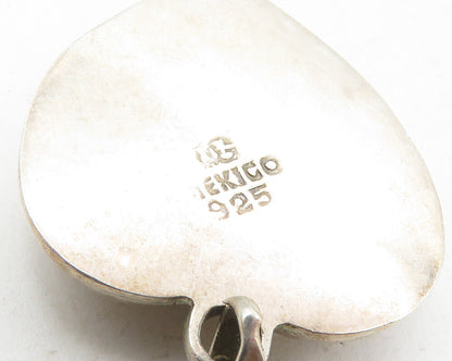 MEXICO 925 Sterling Silver  Vintage Smooth Hollow Love Heart Pendant  PT7322