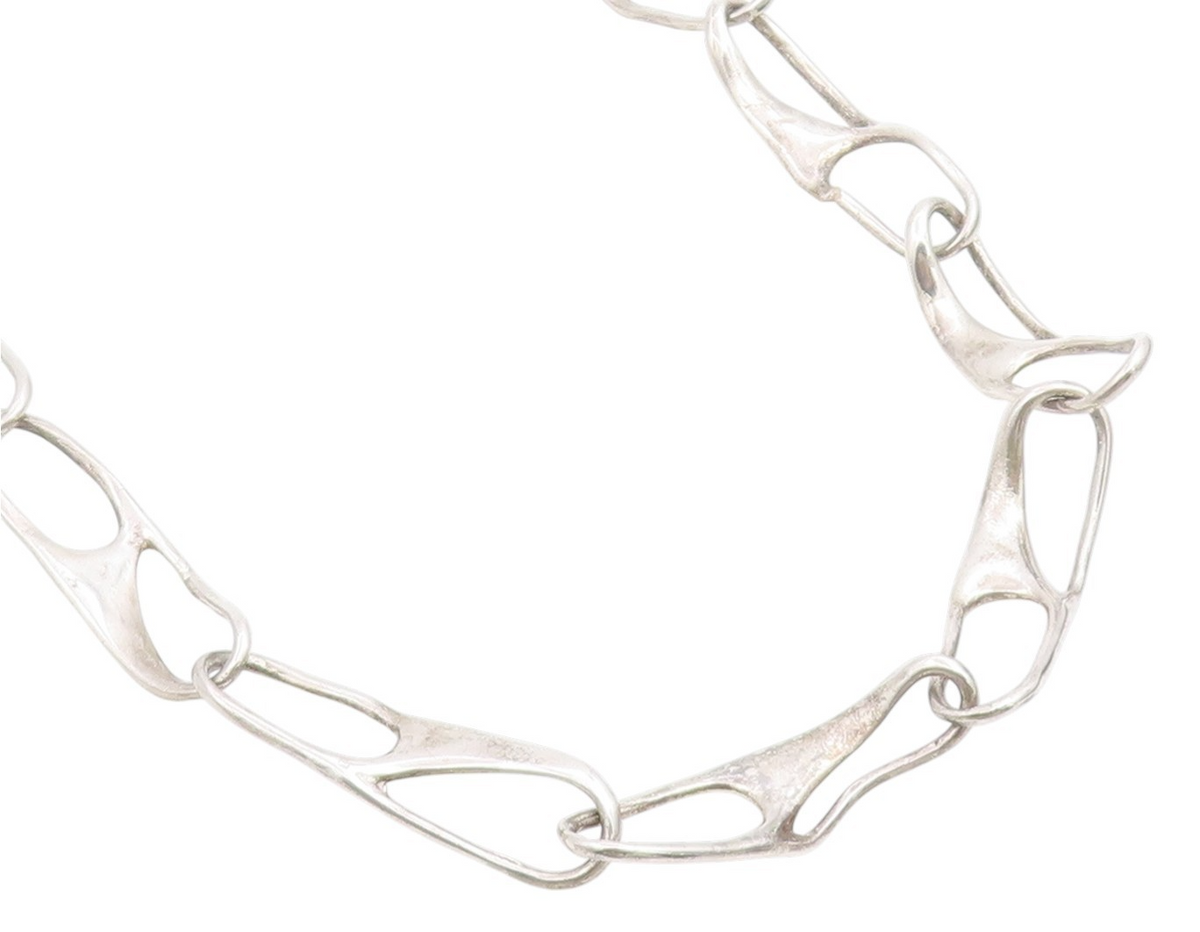 925 Sterling Silver Vintage Necklace BRUNEL Sculptural Link Chain  NE4881