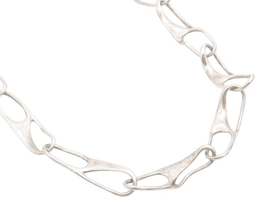 925 Sterling Silver Vintage Necklace BRUNEL Sculptural Link Chain  NE4881