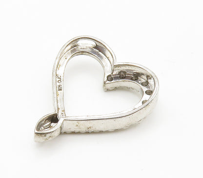 925 Sterling Silver  Genuine Diamonds Open Love Heart Slide Pendant  PT11623