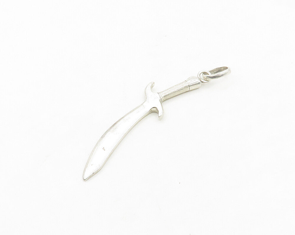 925 Sterling Silver  Vintage Shiny Dagger Sword Motif Smooth Pendant  PT15249
