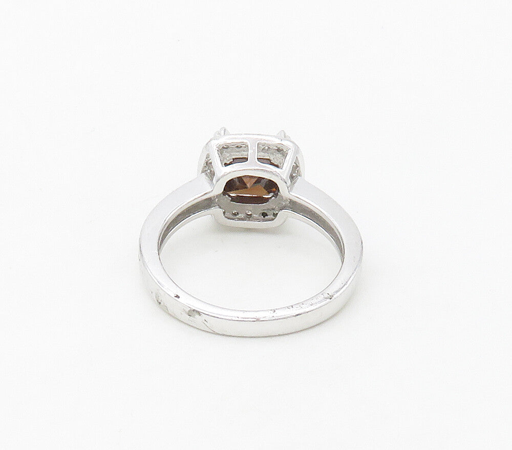 925 Sterling Silver  Shiny Topaz Solitaire With Accents Ring Sz 7  RG16630