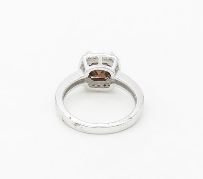 925 Sterling Silver  Shiny Topaz Solitaire With Accents Ring Sz 7  RG16630