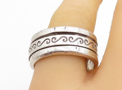 925 Sterling Silver  Vintage Swirl Etched Spinning Band Ring Sz 10.5  RG5446