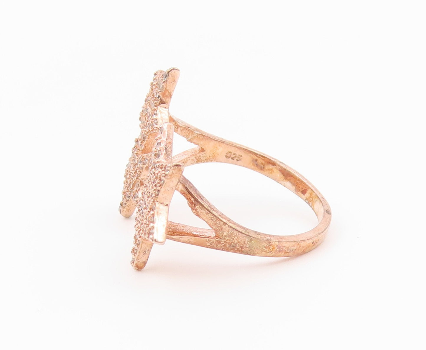 925 Sterling Silver Vintage Ring Gold Plated CZ Celestial Stars  Sz 9  RG36540