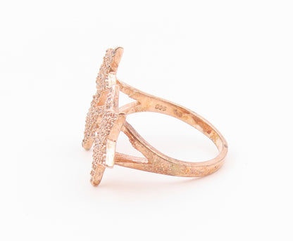 925 Sterling Silver Vintage Ring Gold Plated CZ Celestial Stars  Sz 9  RG36540