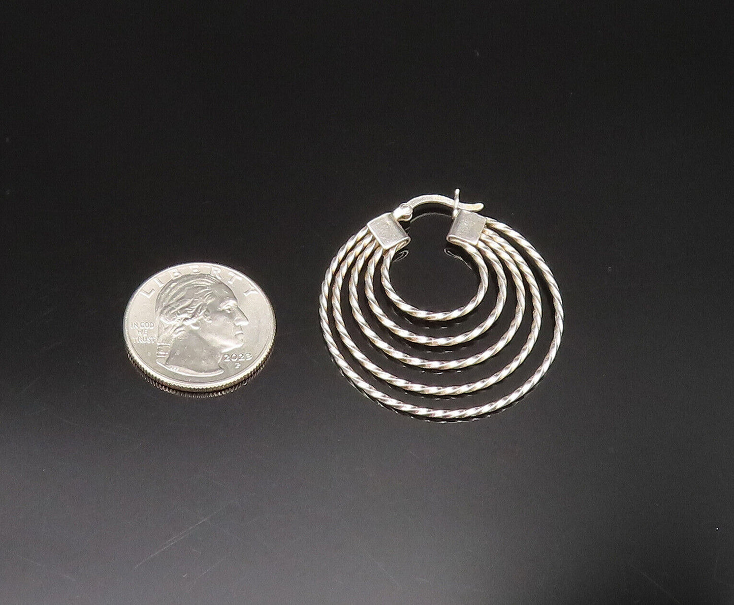 925 Sterling Silver  Vintage Graduated Twisted Multi Hoop Earrings  EG11913