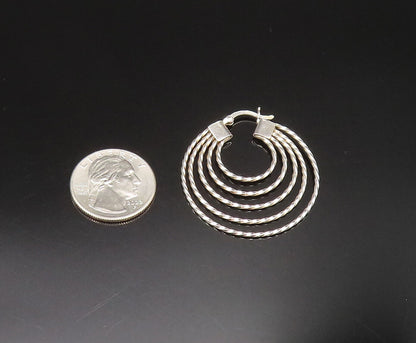 925 Sterling Silver  Vintage Graduated Twisted Multi Hoop Earrings  EG11913