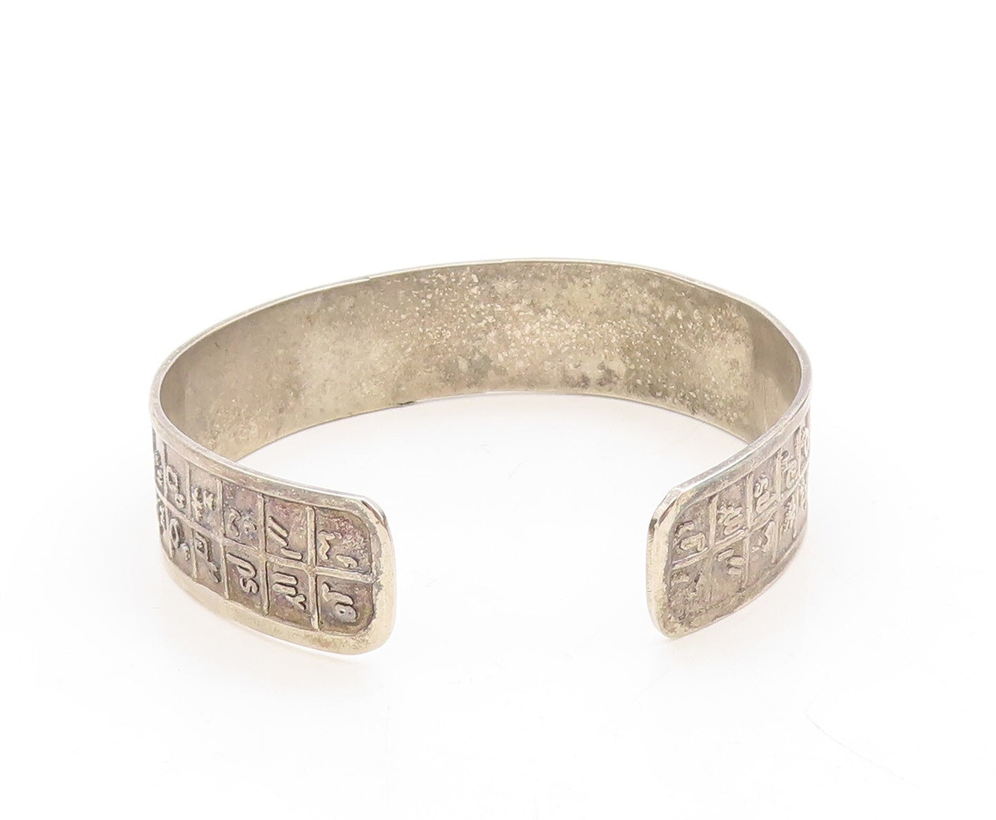 925 Sterling Silver Vintage Bracelet MIDDLE EAST Cartouche Design Cuff   BT10953