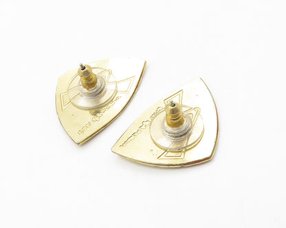 DESIGNER 925 Silver  Vintage Gold Plated Fabric Detail Drop Earrings  EG7251