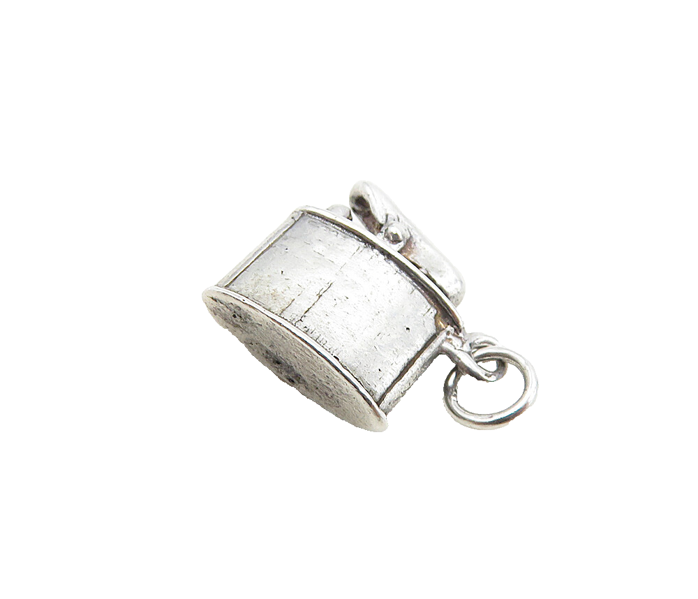 925 Sterling Silver  Vintage Petite Old Fashioned Flask Motif Pendant  PT6908