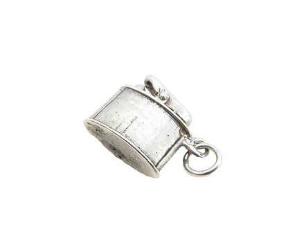 925 Sterling Silver  Vintage Petite Old Fashioned Flask Motif Pendant  PT6908