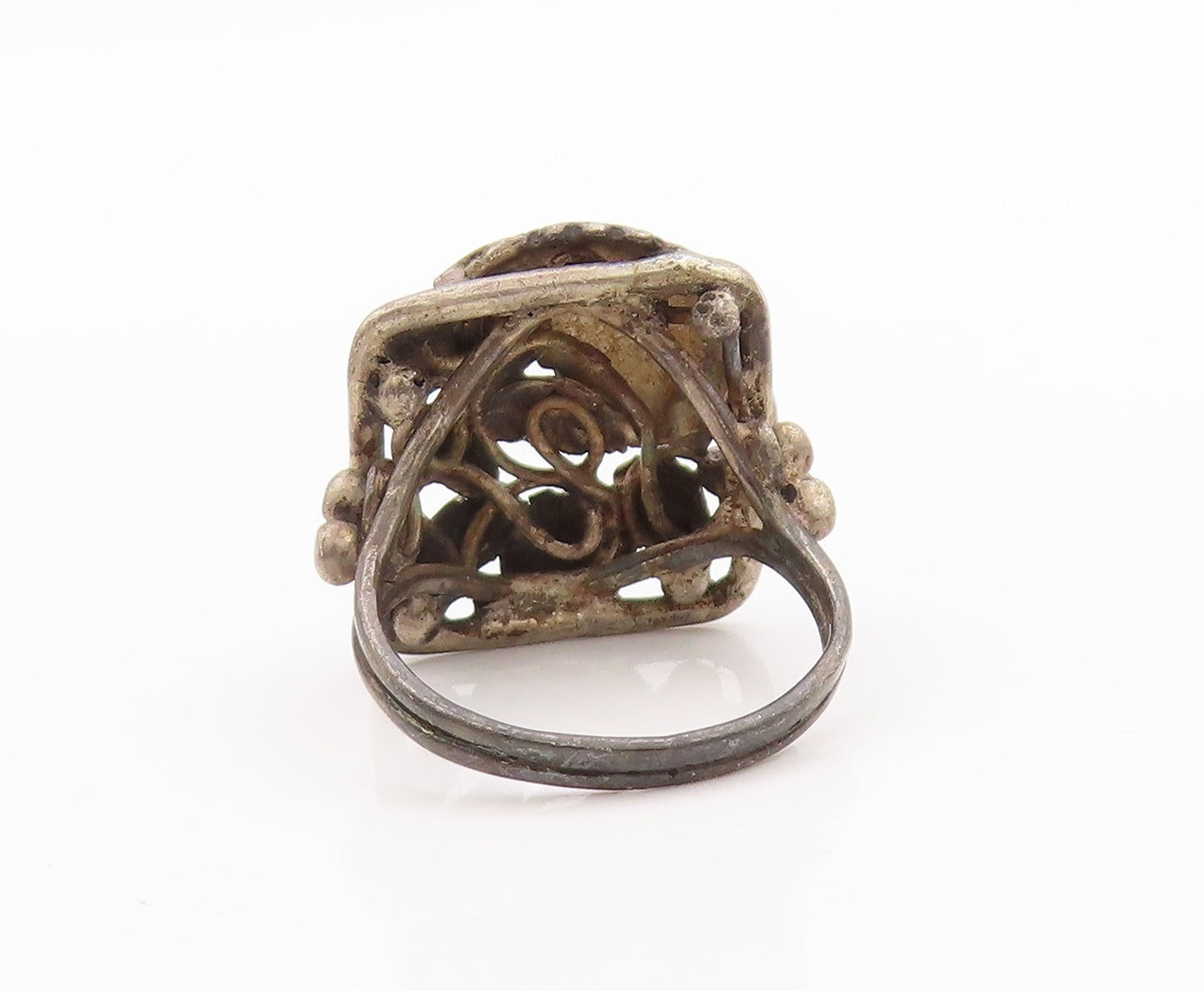 925 Sterling Silver Vintage Ring Dark Tone Antique Floral Design  Sz 5.5 RG33348