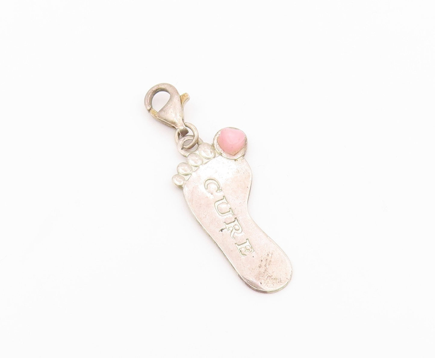925 Sterling Silver  Vintage Mini Foot CURE Charm Pendant  PT22094