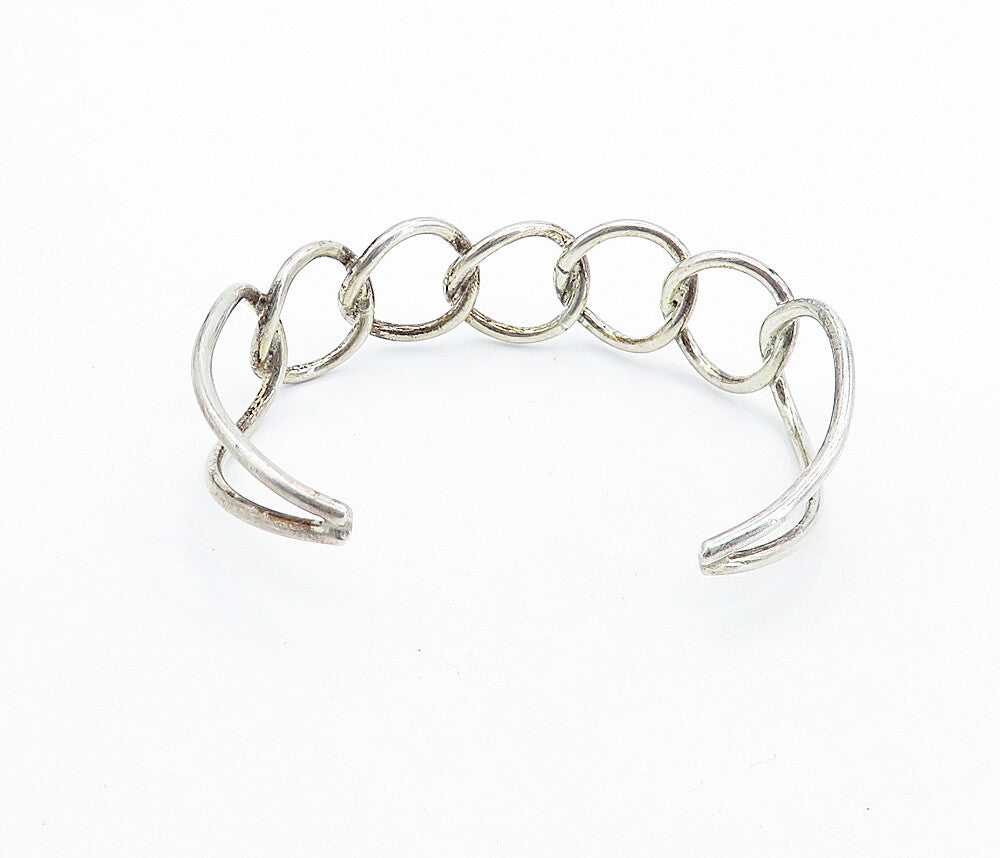 925 Sterling Silver Vintage Shiny Interlocking Design Cuff Bracelet BT2324