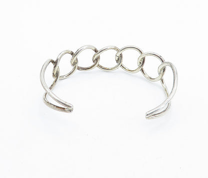 925 Sterling Silver Vintage Shiny Interlocking Design Cuff Bracelet BT2324