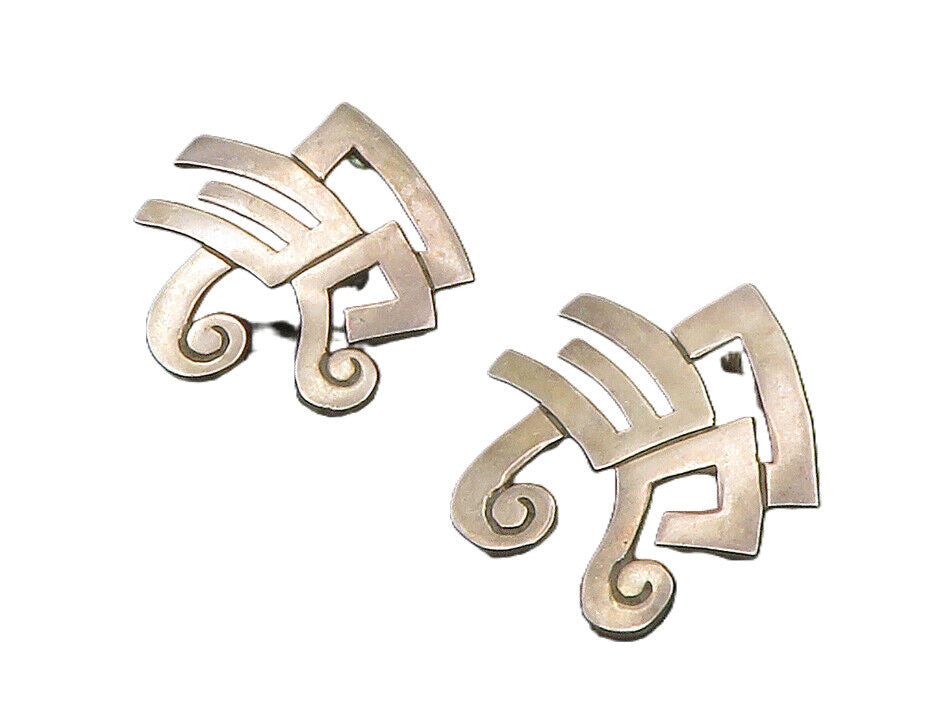 925 Sterling Silver  Vintage Smooth Dark Tone Design Drop Earrings  EG7441
