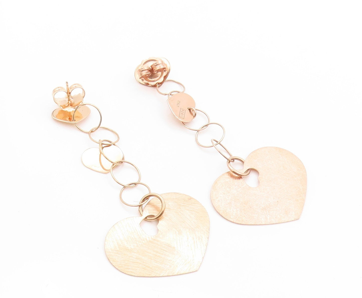 925 Sterling Silver Vintage Earrings Rose Gold Plated NANIS Drop Heart EG13566