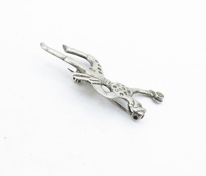MEXICO 925 Sterling Silver  Vintage Antique Jasper Dancer Brooch Pin  BP2369