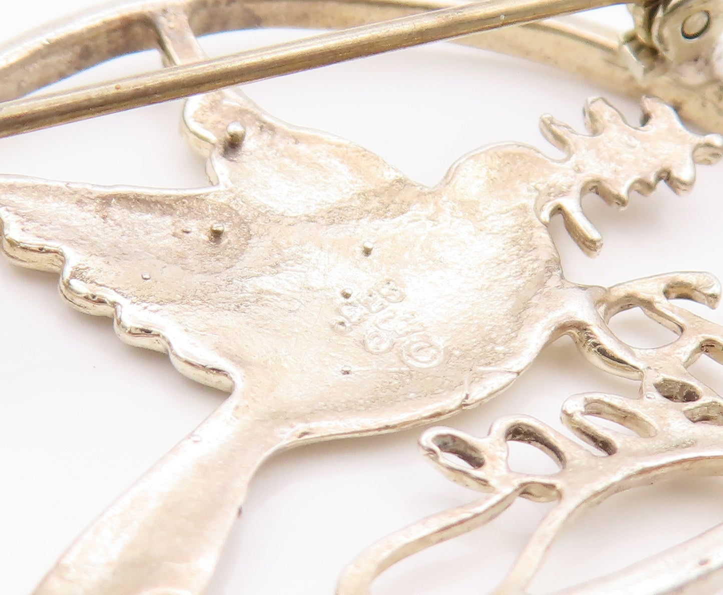 925 Sterling Silver Vintage Brooch Cutout Dove Of Peace  BP11648