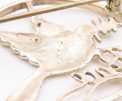 925 Sterling Silver Vintage Brooch Cutout Dove Of Peace  BP11648