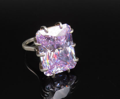 925 Silver  Vintage Beautiful Purple Cubic Zirconia Ring Sz 6.5  RG26089