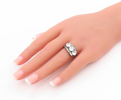 925 Sterling Silver Vintage Ring UNCAS Antique Multi Shape CZ Band Sz 9 RG33531