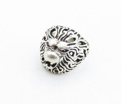 925 Sterling Silver  Vintage Sculpted Lion's Head Band Ring Sz 13  RG5329
