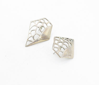 925 Sterling Silver  Vintage Modernist Cutout Design Drop Earrings  EG4273
