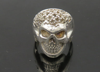 VERSANI 925 Sterling Silver Vintage Skeleton Head Heavy Biker Ring Sz 9  RG22374