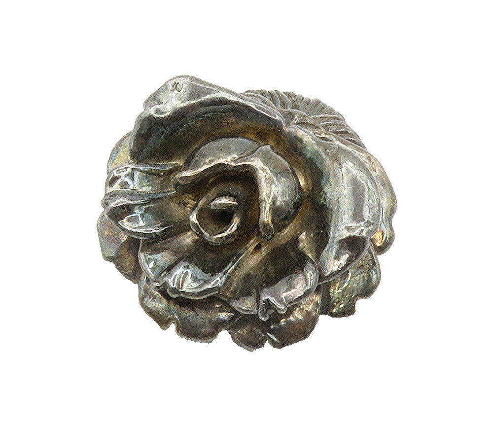 ISRAEL 925 Sterling Silver  Vintage Dark Tone Hollow Flower Brooch Pin  BP5979