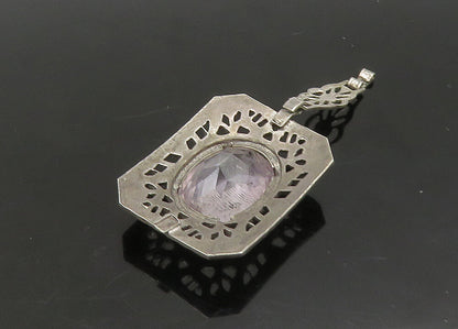 925 Sterling Silver  Vintage Antique Topaz Floral Vine Detail Pendant  PT18837