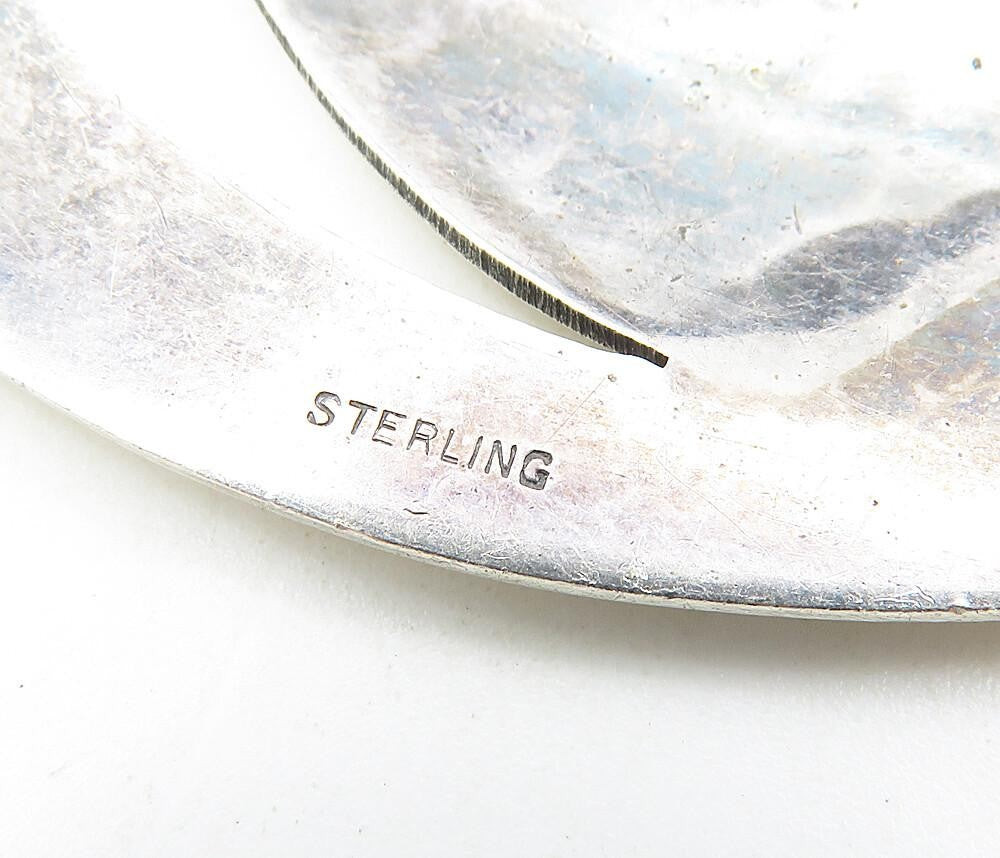 925 Sterling Silver  Vintage Shiny Smooth Pointed Oval Brooch Pin  BP3229
